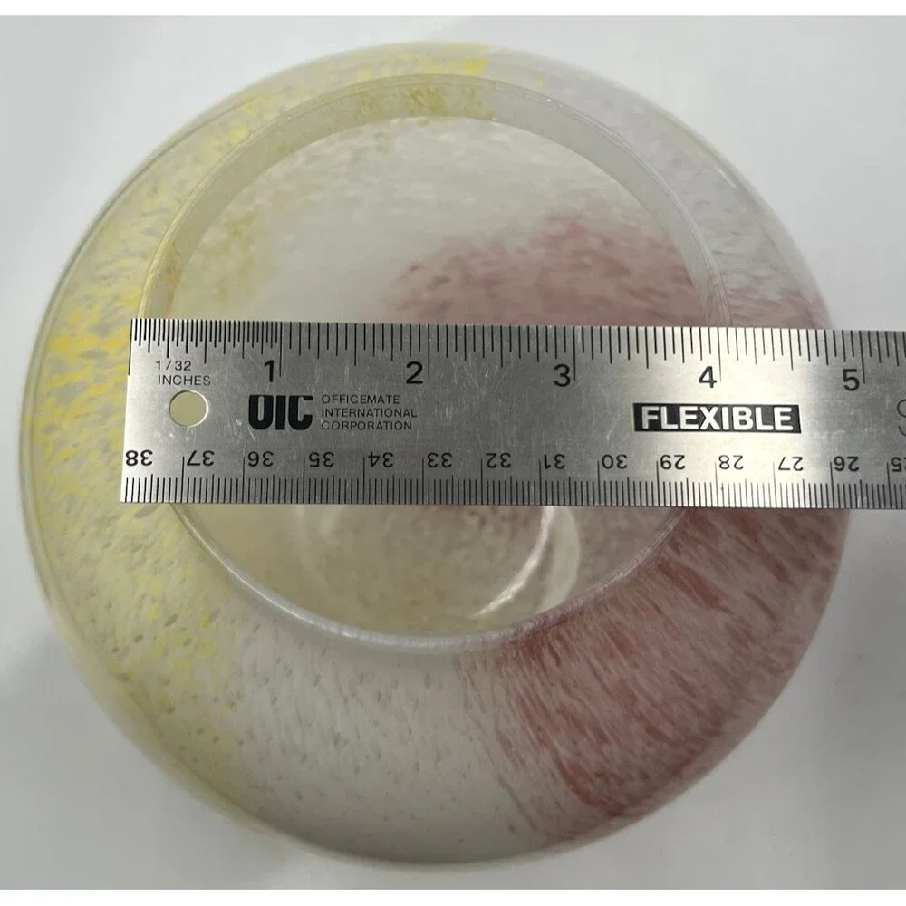 Crystal Clear Apothecary Jar Italy Art Glass Pink Yellow White Swirl 10